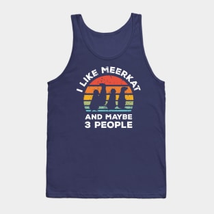 I Like Meerkat and Maybe 3 People, Retro Vintage Sunset with Style Old Grainy Grunge Texture Tank Top